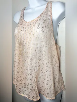 Abercrombie &Fitch Sheer Pink & Gold Metallic Foil Tank Top Size Large thumbnail 4