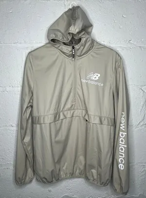 New Balance Women's Cream Hooded Running Windbreaker Jacket with Pocket‎ Size XL thumbnail 1