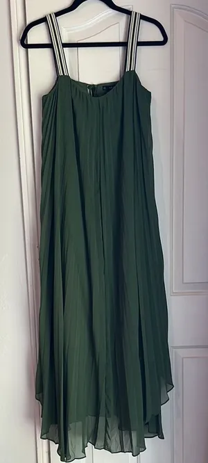Zara Green High Low Sundress for Wedding Guest thumbnail 1