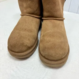 UGG CLASSIC MINI‎ BAILEY BOW PUNK PLAID CHESTNUT BOOTS Vibrant Fur Lining Size 9 thumbnail 13