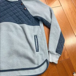 Abercrombie & Fitch Blue Snap-Front Fleece Quilt Chest Panel Tunic Size‎ S thumbnail 3