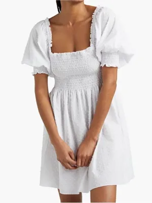 Hill House The Athena Nap Dress in white Swiss dot Small thumbnail 1