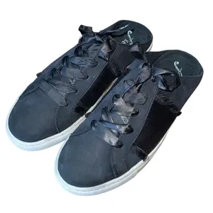 Free People Womens Leather Satin Ribbon‎ Slip-On Sneakers Shoes Black Size 38 thumbnail 3