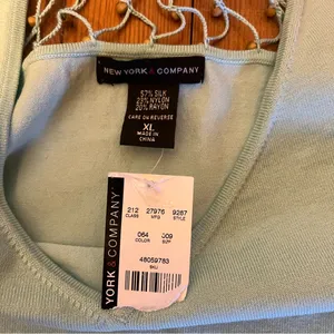 NWT New York & Company Soft Blue Knit Top thumbnail 4
