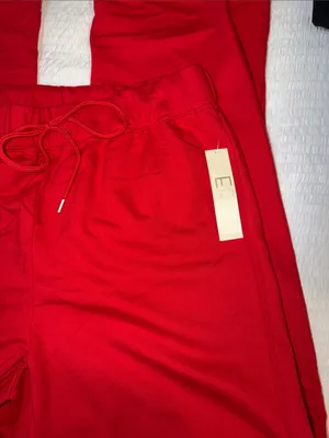 Erika Sport Red Wide Leg Drawstring Lounge Pants NWT Large thumbnail 2