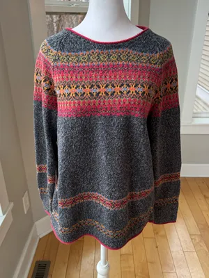 Vintage 90’s Erika & Co Grey Red Ramie Cotton Fair Isle Sweater Small thumbnail 9