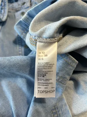 Topshop button up Denim Pinafore dress in Light Wash Size 6 thumbnail 4