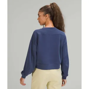 Lululemon XL Perfectly Oversized Cropped Crew Softstreme Night Sea Sweatshirt thumbnail 2