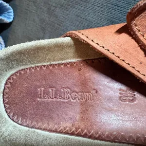 L.L. Bean Leather 2-Strap Slide Sandals Women’s Size 8.5 Brown Cork Comfort thumbnail 6