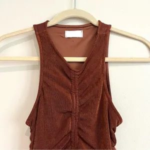 Isalis Bodycon Drawstring Ruched Dress in Burnt Orange Size Small thumbnail 2