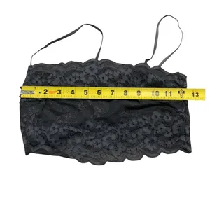 Black Floral Lace Bandeau Bralette Size Small Adjustable Straps Stretch Boho Lay thumbnail 8