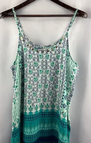Women’s Kalypso7 XL Blue & Green Abstract Pattern Maxi Dress thumbnail 1