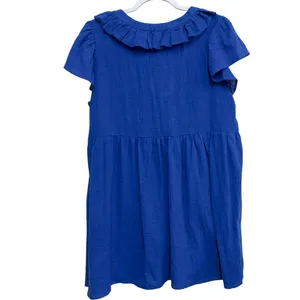 Umgee NWT Blue Ruffle Collar‎ Babydoll Tunic Dress Large Cotton thumbnail 2