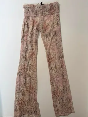 Boho Festival Fairy Sheer Women's Pink Snakeskin Print Mesh Flare Pants thumbnail 4