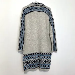 LUCKY BRAND Aztec Open Cardigan Tribal 3rd Piece Multi Navy Blue Boho Duster S thumbnail 13