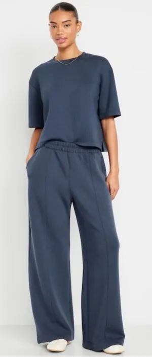 Old Navy Sport Bounce Fleece Wide Leg Pants Navy Blue Size XS NWT thumbnail 1