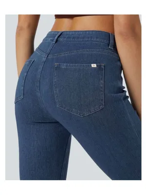 Halara Small Flex High Waisted Zipper Pocket Casual Jeans Blue Womens Regular In thumbnail 3
