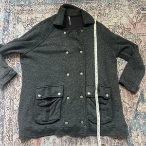 Free People Slouchy Peacoat Charcoal Gray Double Breasted Jacket Size Small thumbnail 11