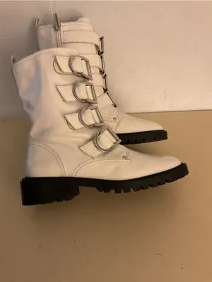 Vince Camuto women White Leather Buckle Strap Combat Boots US 7 thumbnail 11