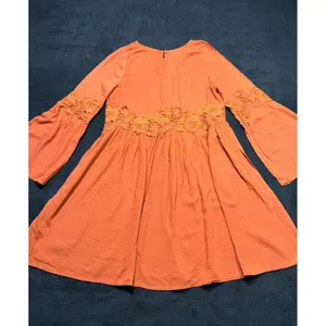 Easel Orange Lace Detail‎ Bell Sleeve A Line Dress Women's Size M thumbnail 3