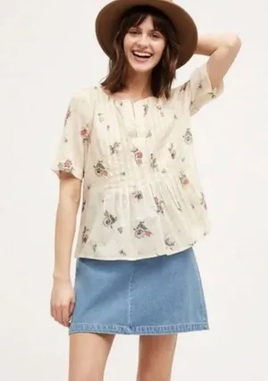 Anthropologie Maeve Orchid Island Pleated Top thumbnail 1
