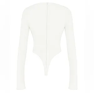 NWOT HOUSE OF CB Danica White Cutout Bodysuit long sleeves sz S thumbnail 4