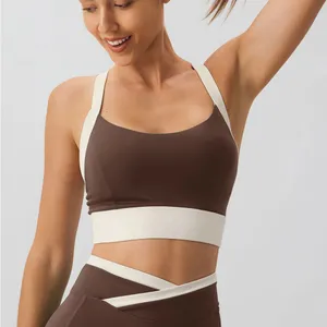 Berlook Activewear Coffee Contrast U Neck Sports Bra - Light Support thumbnail 2