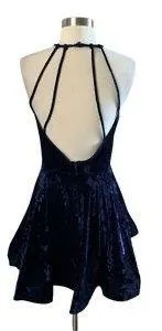 B Darlin velvet mini dress with ruffle hem and halter top thumbnail 3