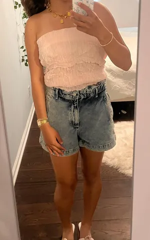 ZARA Wrinkle Effect Off The Shoulder Top thumbnail 5