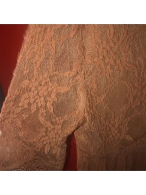 American Eagle Blush Pink Lace Peplum Bell Sleeve Long Sleeve Top Blouse thumbnail 6