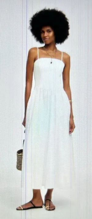 Madewell $148 White Poplin Seamed Maxi Dress Open Back Adjustable Straps Size 6 thumbnail 1