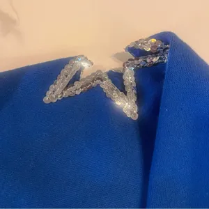 True Vintage OPEN TO SKIN Sexy Star Cutout Blue Sequin Top M thumbnail 7