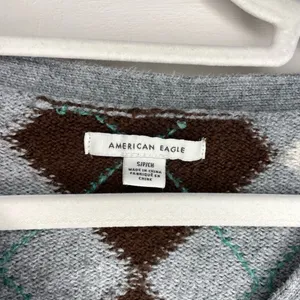 American Eagle grey argyle cardigan thumbnail 2