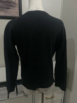 Ann Taylor LOFT Black Long-Sleeve Waffle Knit Top (M) thumbnail 2