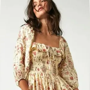 Free People Dainty Ethereal Cottage Oasis Floral Midi Dress Ivory Medium thumbnail 5