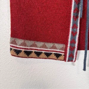 Vintage 70s Vicki Volts Red Grey Sweater Vest Womens S Fall Warm Hippie Folk thumbnail 10