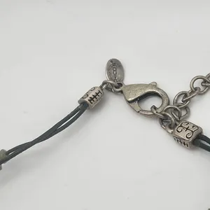 Chico's Green & Silver Beaded Cord Energy Necklace thumbnail 3