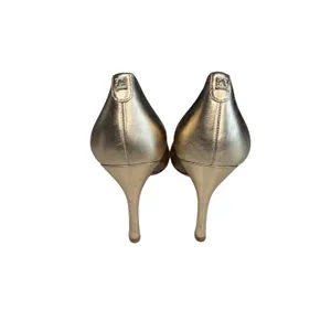 Ivanka Trump Womens Metallic Gold Leather Round Toe Stiletto Pumps Heel Size 9M‎ thumbnail 3