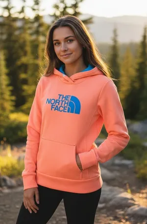 The North Face Orange and Blue Hoodie Size Small thumbnail 1