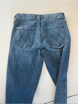 MOTHER Blue Denim Jeans with Copper Button Detail thumbnail 5