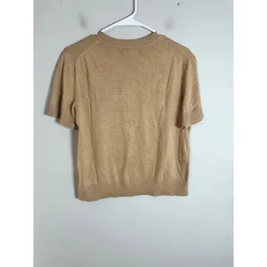 Banana Republic Forever Short Sleeve‎ Sweater Tan Beige Cotton Rayon Small thumbnail 5