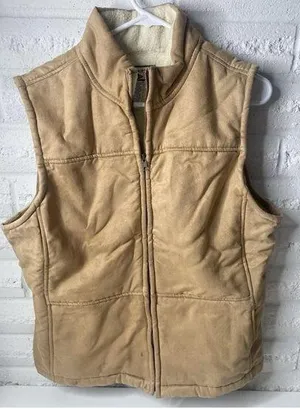 Vtg Women's lg Full Zip Vest caribbean joe let go 104521 Tan Southern Western thumbnail 1