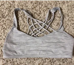 Lululemon grey and white sports bra With Padding Size 8 thumbnail 1