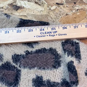 L Love Leopard Print Fuzzy Eyelash Knit Sweater Boho Festival Cozy top size L thumbnail 8