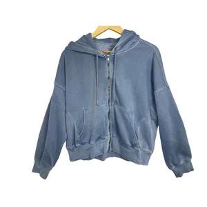 Abercrombie & Fitch Soft AF Max Essential Blue Full Zip Hoodie Sweatshirt Size L thumbnail 2