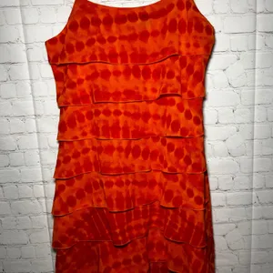 Vintage Y2K 00's Orange Tie Dye Tiered Spaghetti Strap Mini Dress Women Size‎ SM thumbnail 3