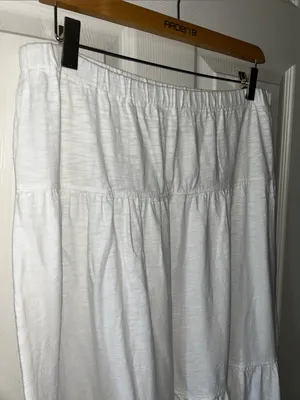 Dylan ❤️ White Tiered Cotton Midi/Maxi Skirt Coastal Cottagecore Minimalist Sz M thumbnail 4