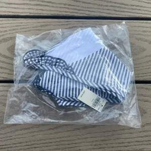 NWT aerie small gingham ruffle stripe bikini bottom swim bottom blue white thumbnail 2