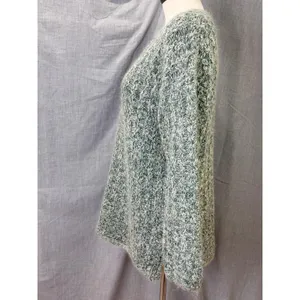 Vintage 90s All Points Green Marled Silk Blend Textured V Neck Sweater M thumbnail 6