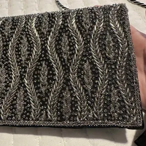 Women’s Black & Clear Beaded Bead Thin Shoulder Bag Evening Purse thumbnail 5